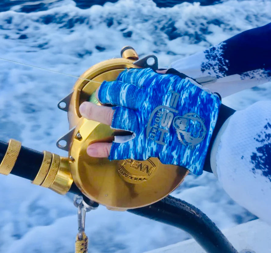 FISH MONKEY HALF FINGER JIGGING UPF 50 #BLUE WATER CAMO