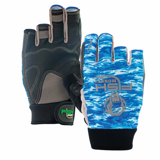 FISH MONKEY HALF FINGER JIGGING UPF 50 #BLUE WATER CAMO