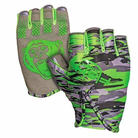 FISH MONKEY STUBBY GLOVE UPF 50+ #VOODOO SWAMP GREEN
